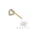 CLEAR MULTI CZ HEART NOSE PIN PACKAGE 316L SURGICAL STEEL